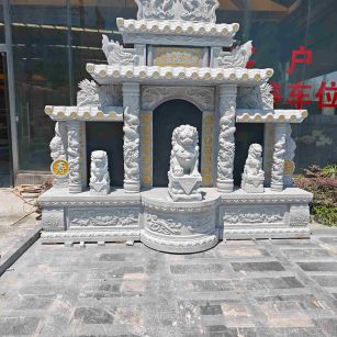 吉林市芝麻白中国黑石材套墓 花岗岩墓碑